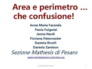 Area e perimetro che confusione Anna Maria Facenda