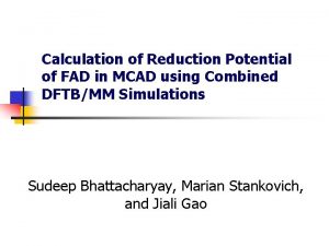 Calculation of Reduction Potential of FAD in MCAD