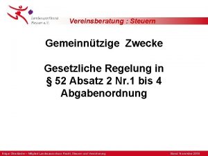 Vereinsberatung Steuern Gemeinntzige Zwecke Gesetzliche Regelung in 52