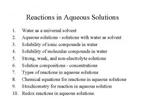 Balancing aqueous solutions