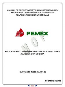 MANUAL DE PROCEDIMIENTOS ADMINISTRATIVOS EN MATERIA DE OBRAS