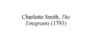 Charlotte smith the emigrants