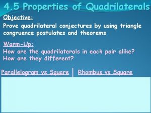 Objectives of quadrilaterals