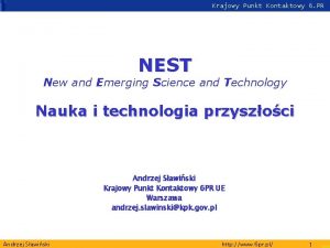 Krajowy Punkt Kontaktowy 6 PR NEST New and