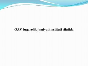 Oav fuqarolik jamiyati instituti sifatida