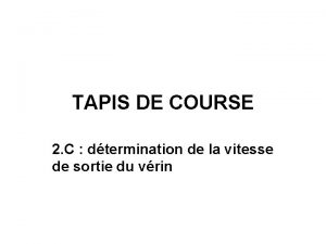 TAPIS DE COURSE 2 C dtermination de la
