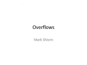 Overflows Mark Shtern Overflows Try a web search