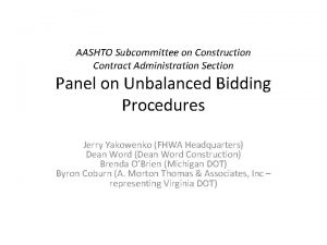 AASHTO Subcommittee on Construction Contract Administration Section Panel