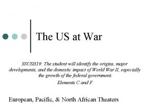 The US at War SSUSH 19 The student