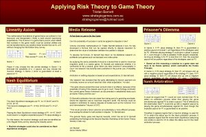 Applying Risk Theory to Game Theory Tristan Barnett