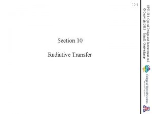 Section 10 Radiative Transfer OPTI502 Optical Design and