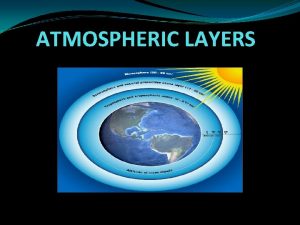 ATMOSPHERIC LAYERS Why is the Atmosphere Important Weather