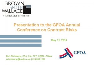 Presentation to the GFOA Annual Conference on Contract