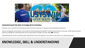 Teaching Swimming with Water Safety for Knowledge Skill