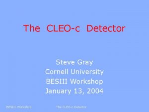 The CLEOc Detector Steve Gray Cornell University BESIII