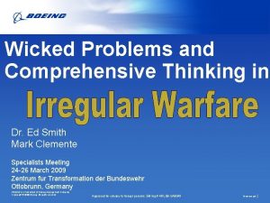 Wicked Problems and Comprehensive Thinking in Dr Ed