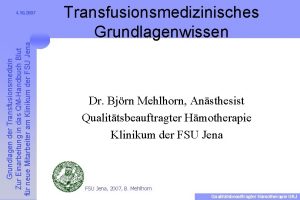 Qm-handbuch transfusionsmedizin