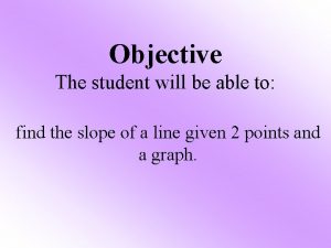 Objective The student will be able to find