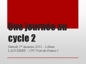 Une journe au cycle 2 Samedi 1 er