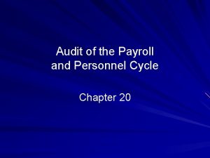 Internal controls for payroll and personnel cycle