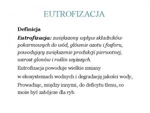 Eutrofizacja definicja