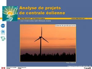 Analyse de projets de centrale olienne Cours danalyse