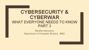 Cybersecurity and cyberwar: what everyone needs to know