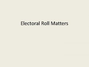 Electoral Roll Matters SRER 2019 Calendar of Activities