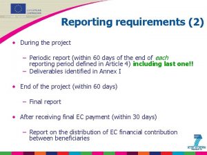 Project reporting requirements