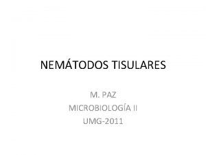NEMTODOS TISULARES M PAZ MICROBIOLOGA II UMG2011 Filariasis