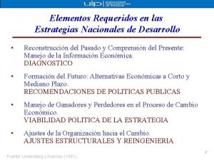 Elementos Requeridos en las Estrategias Nacionales de Desarrollo