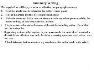 Summary writing steps