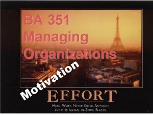 BA 351 Managing Organizations a iv t o