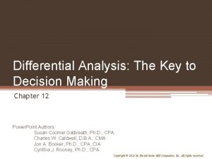 Differential Analysis The Key to Decision Making Chapter