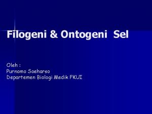 Filogeni Ontogeni Sel Oleh Purnomo Soeharso Departemen Biologi