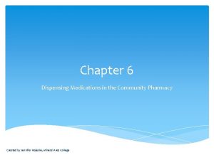 Chapter 6 Dispensing Medications in the Community Pharmacy