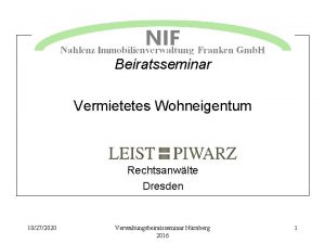 Beiratsseminar Vermietetes Wohneigentum Rechtsanwlte Dresden 10272020 Verwaltungsbeiratsseminar Nrnberg