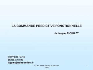 LA COMMANDE PREDICTIVE FONCTIONNELLE de Jacques RICHALET COPPIER