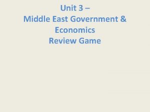 Unit 3 Middle East Government Economics Review Game