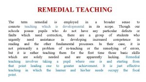 Peer support programme remedial teaching