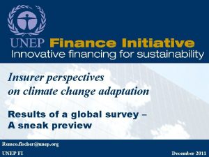 Insurer perspectives on climate change adaptation Results of