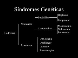 Sndromes Genticas Euploidias Numricas Aneuploidias Sndromes Estruturais Deficincia