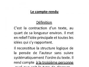 Compte rendu définition