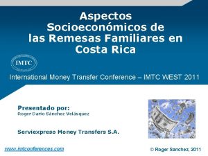 Aspectos Socioeconmicos de las Remesas Familiares en Costa