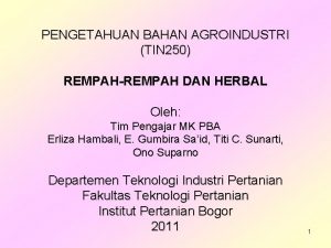 Pengetahuan bahan agroindustri