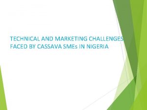 TECHNICAL AND MARKETING CHALLENGES FACED BY CASSAVA SMEs