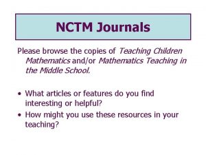 Nctm articles