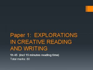 Explorations in creative reading and writing