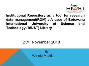 Institutional Repository as a tool for research data