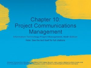 Information technology project management 9th edition